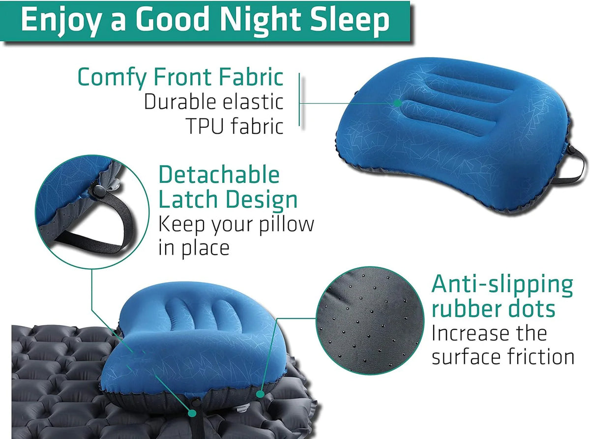 Camping Pillow | Inflatable & Lightweight | Compact Packable Design