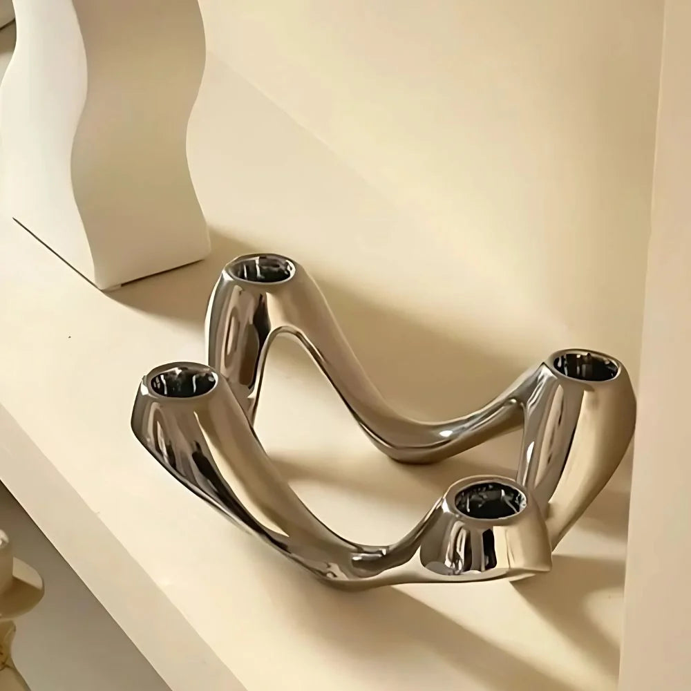 Candle Holder | Ceramic Ripple Sculpture