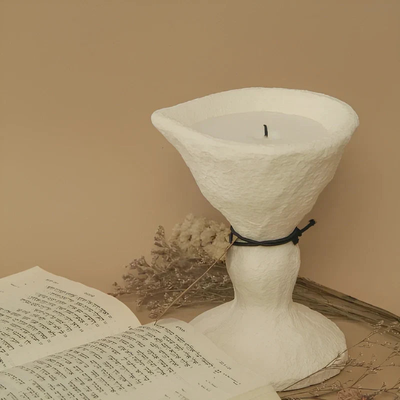 Candle Holder | Handcrafted Cement Stone-Textured | Nordic Design