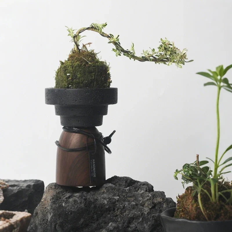 Candle Holder | Sculptural Cement & Wood