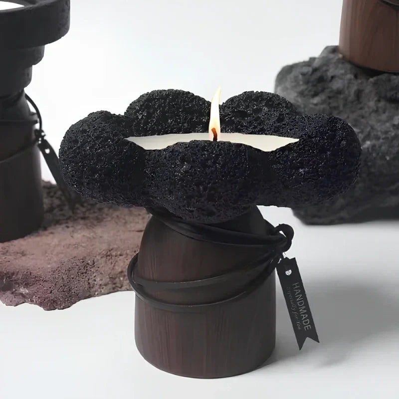 Candle Holder | Sculptural Cement & Wood