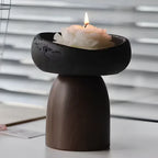 Candle Holder | Sculptural Cement & Wood