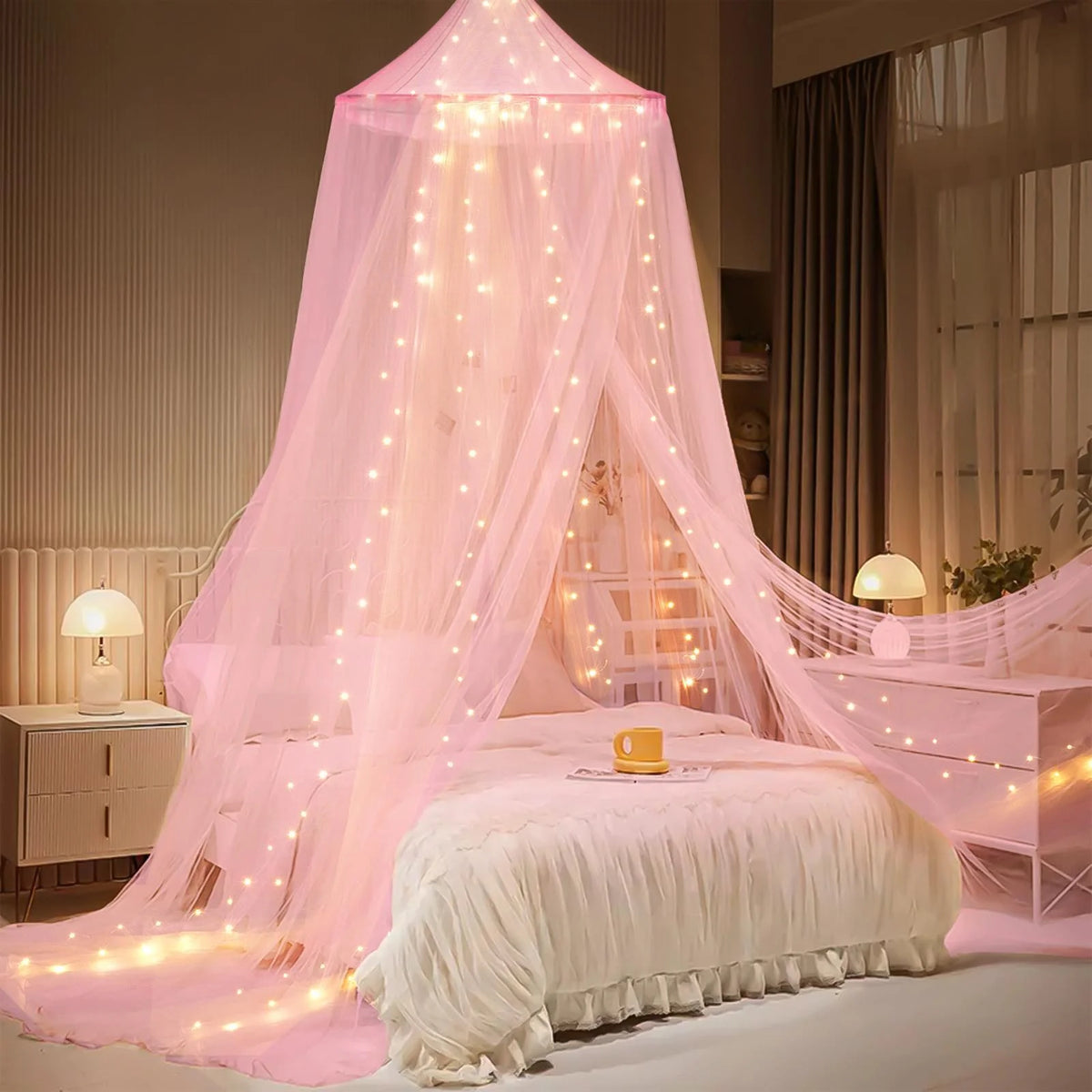 Canopy Bed Tent | Integrated LED Lights & Bug-Protection Mesh