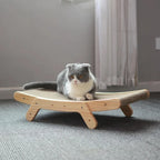 Cat Scratching Ramp | Curved Lounging & Scratching Natural Wood Base | Small & Large