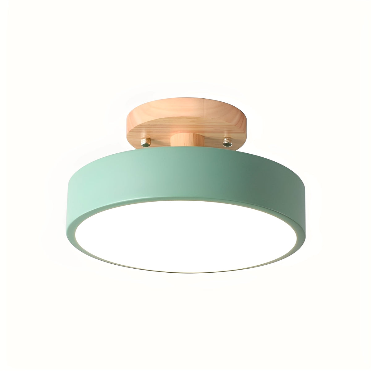 Ceiling Lamp | Circular Wood-Grain Body & Acrylic Shade | 20 cm