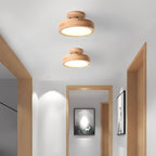 Ceiling Lamp | Circular Wood-Grain Body & Acrylic Shade | 20 cm