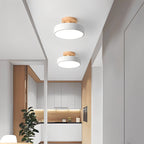 Ceiling Lamp | Circular Wood-Grain Body & Acrylic Shade | 20 cm