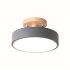 Ceiling Lamp | Circular Wood-Grain Body & Acrylic Shade | 20 cm