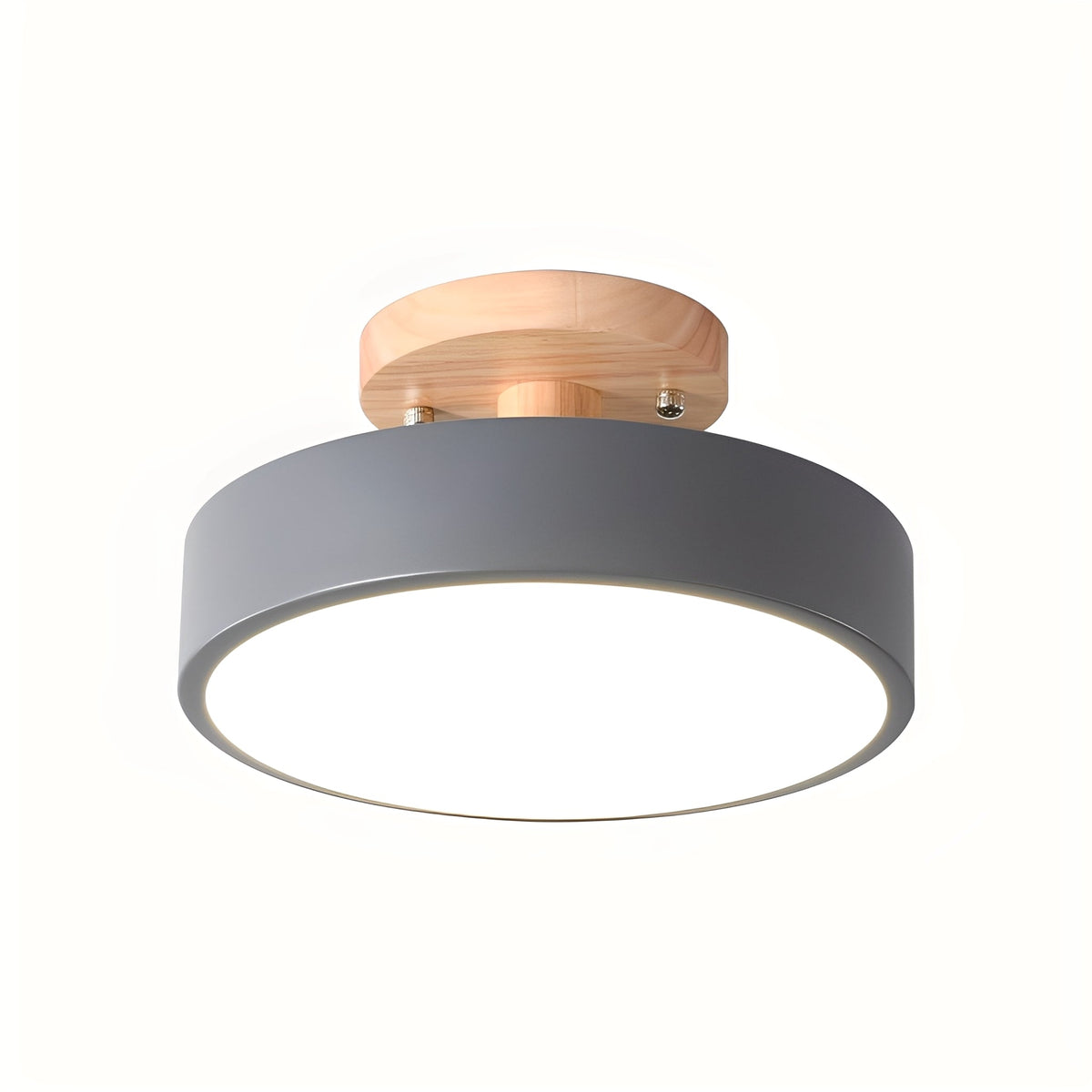 Ceiling Lamp | Circular Wood-Grain Body & Acrylic Shade | 20 cm
