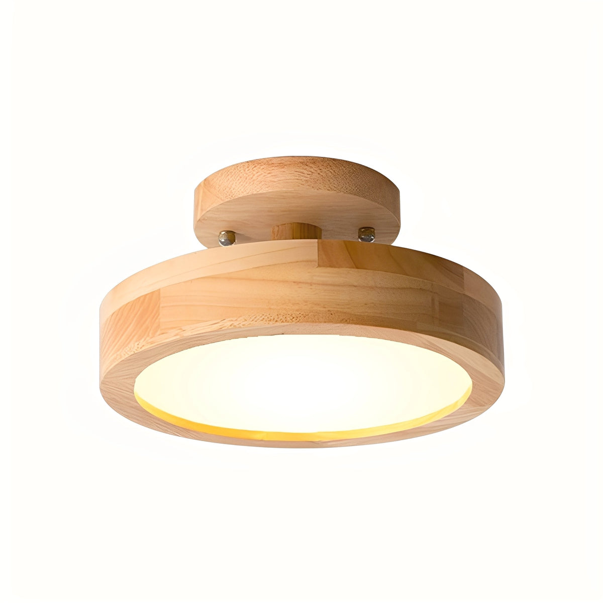 Ceiling Lamp | Circular Wood-Grain Body & Acrylic Shade | 20 cm