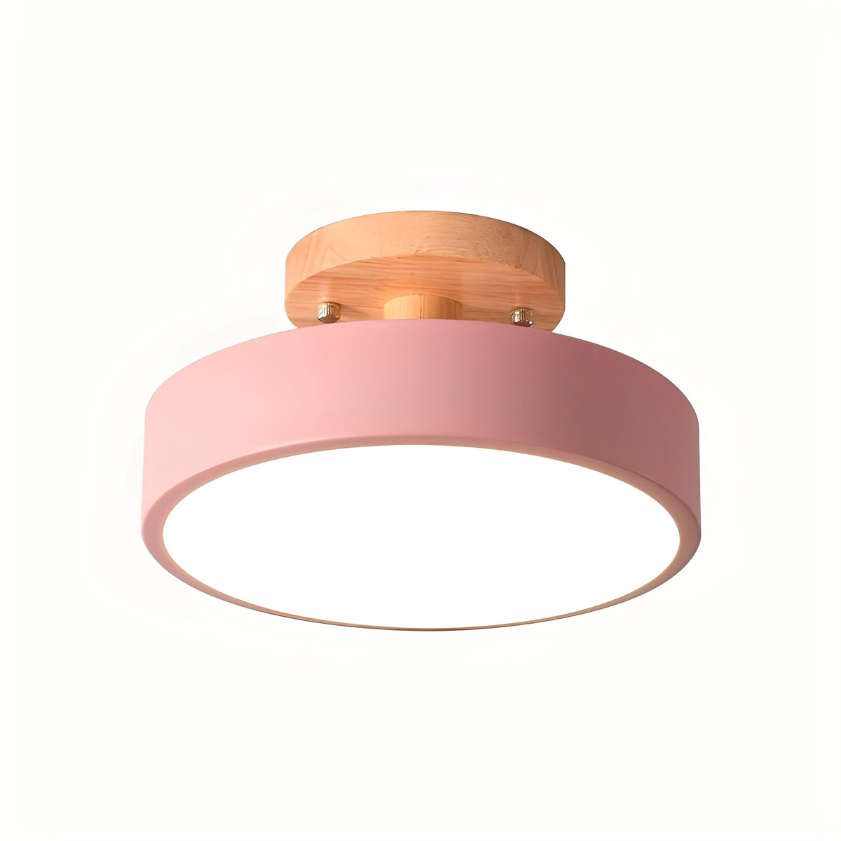 Ceiling Lamp | Circular Wood-Grain Body & Acrylic Shade | 20 cm