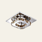 Ceiling Light | Faceted Crystal & Integrated LED | 20cm Square