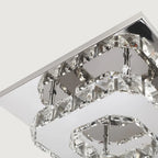 Ceiling Light | Faceted Crystal & Integrated LED | 20cm Square