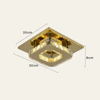 Ceiling Light | Faceted Crystal & Integrated LED | 20cm Square