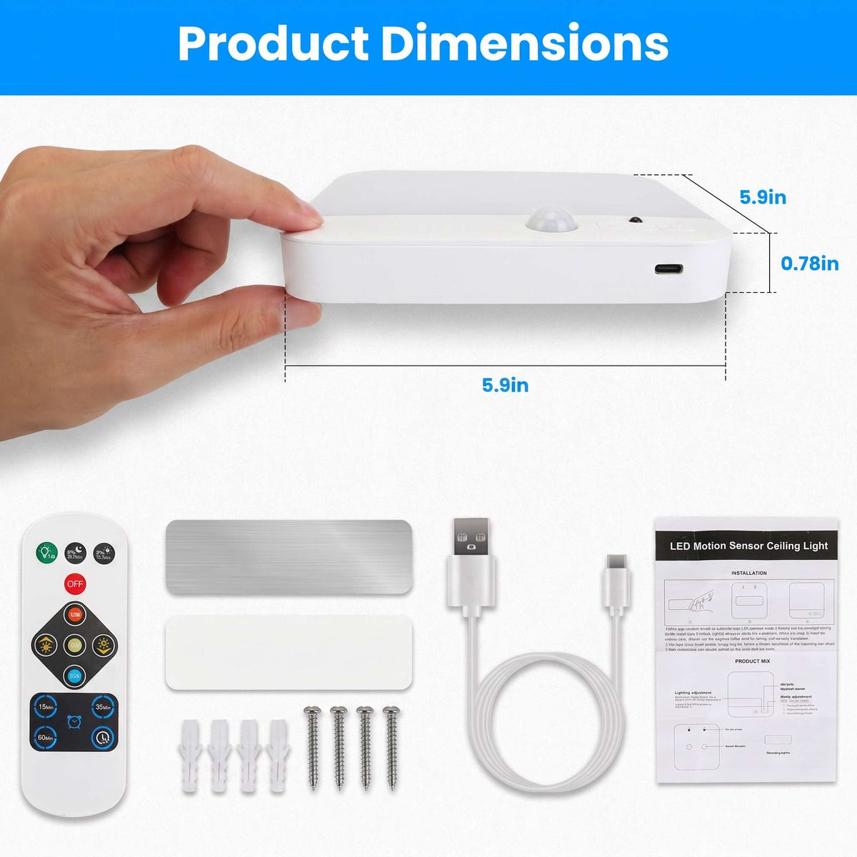 Ceiling Light | Rechargeable Motion Sensor LED | Remote Control