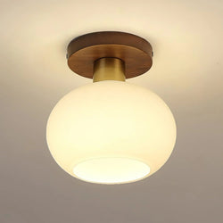 Ceiling Light | Solid Wood & Copper-Tone Iron | 3-Colour Dimmable