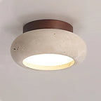 Ceiling Light | Travertine Stone & Wood Base | Integrated LED