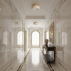 Ceiling Light | Travertine Stone & Wood Base | Integrated LED