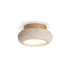 Ceiling Light | Textured Stone Panel | Circular Metal Frame
