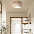 Ceiling Light | Textured Stone Panel | Circular Metal Frame