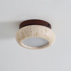 Ceiling Light | Textured Stone Panel | Circular Metal Frame