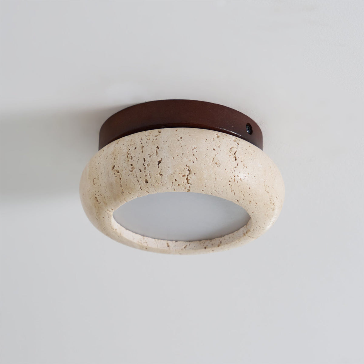 Ceiling Light | Textured Stone Panel | Circular Metal Frame