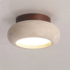Ceiling Light | Textured Stone Panel | Circular Metal Frame