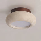 Ceiling Light | Textured Stone Panel | Circular Metal Frame
