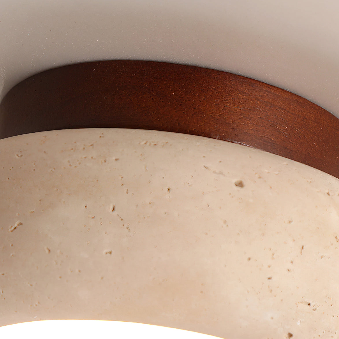 Ceiling Light | Textured Stone Panel | Circular Metal Frame