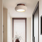 Ceiling Light | Textured Stone Panel | Circular Metal Frame