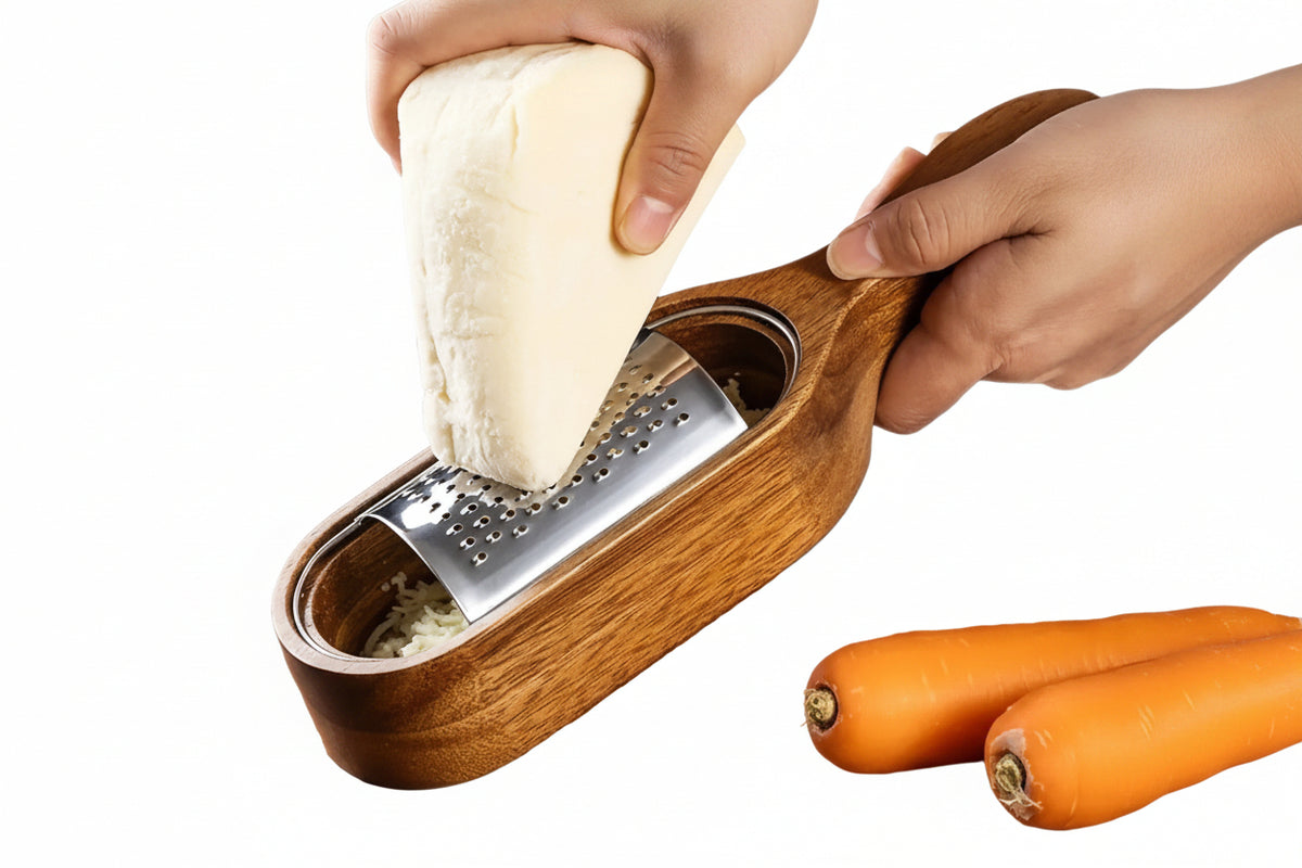 Cheese Grater | Stainless Steel Plate | Wooden Handle
