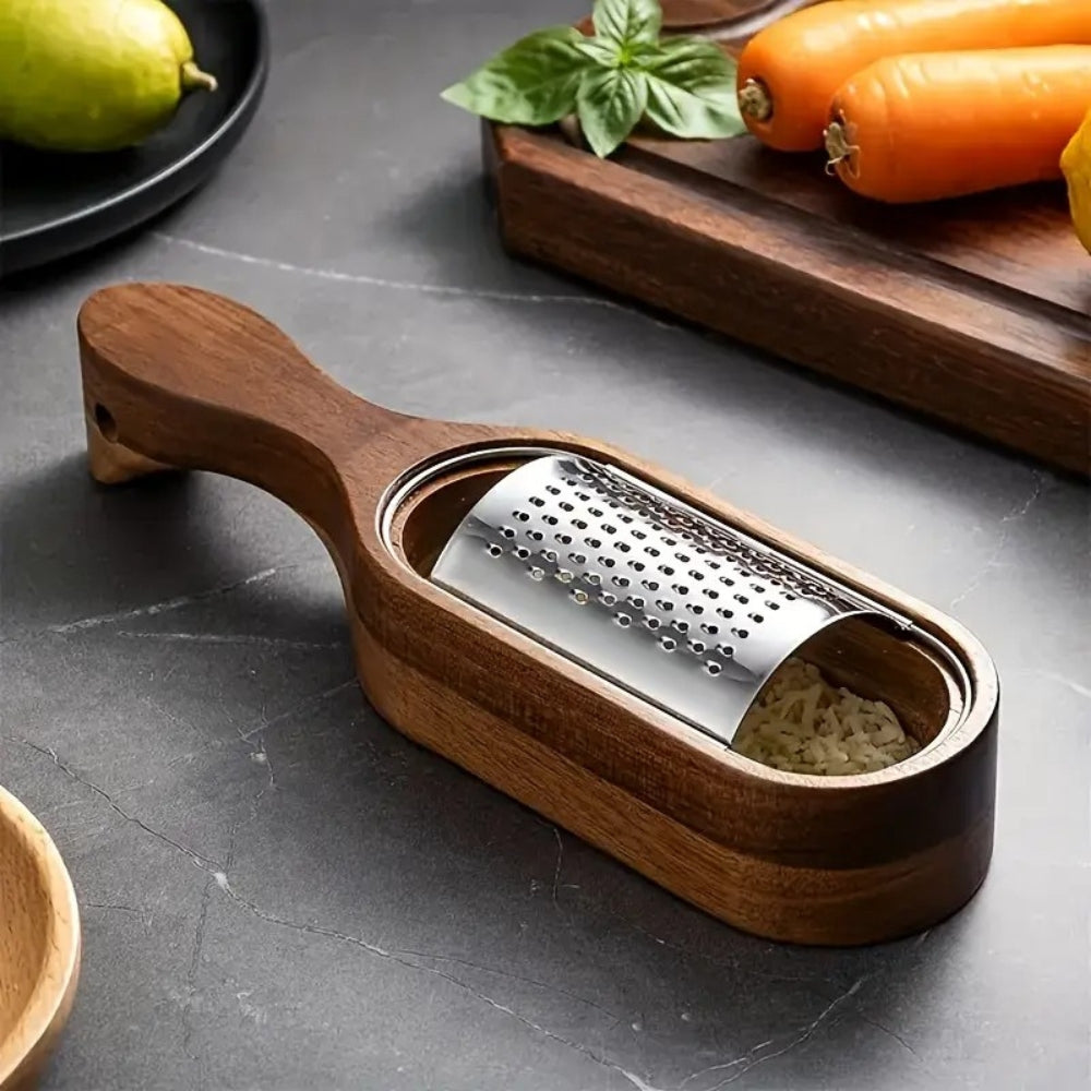 Cheese Grater | Stainless Steel Plate | Wooden Handle