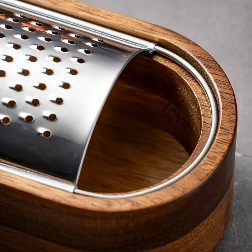 Cheese Grater | Stainless Steel Plate | Wooden Handle