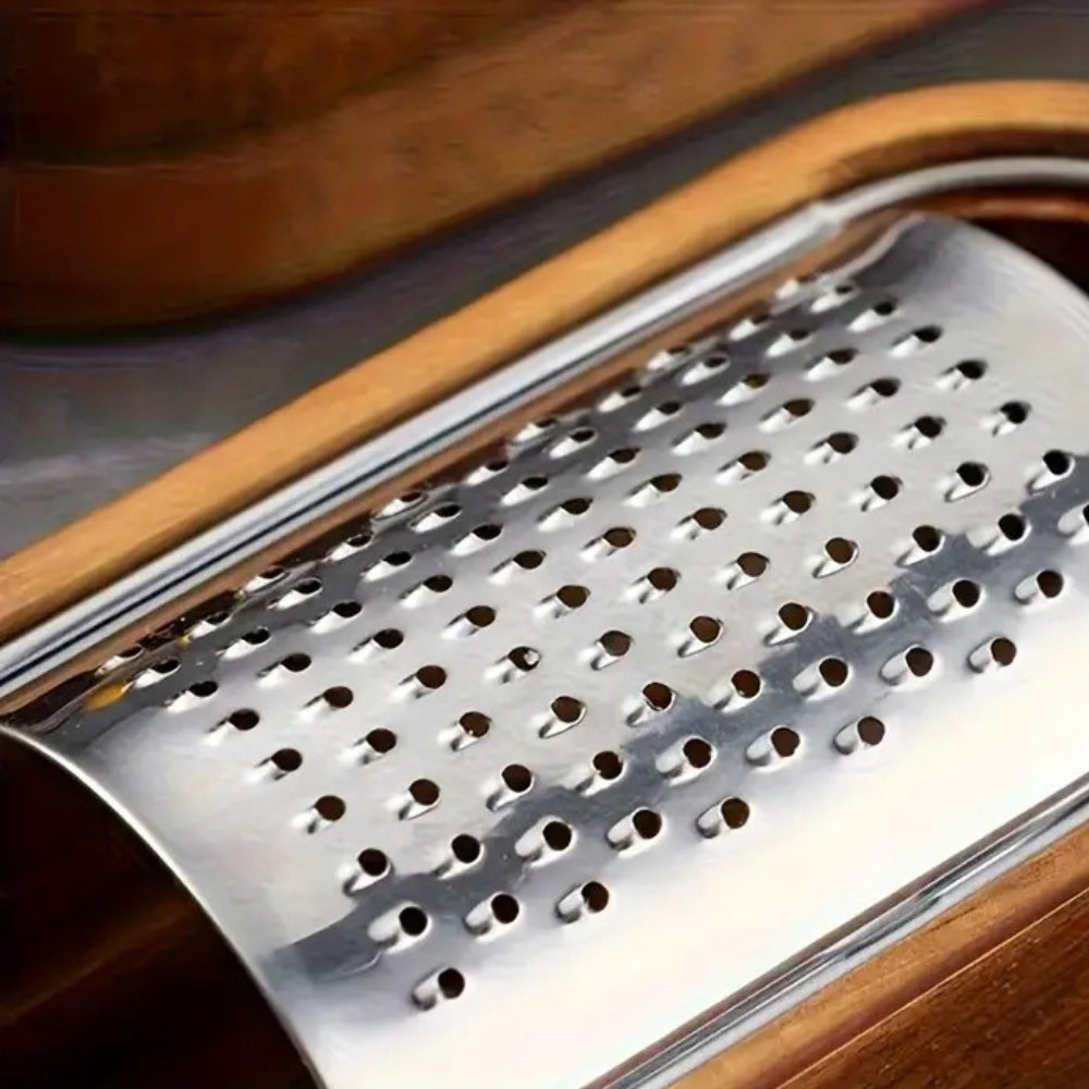 Cheese Grater | Stainless Steel Plate | Wooden Handle