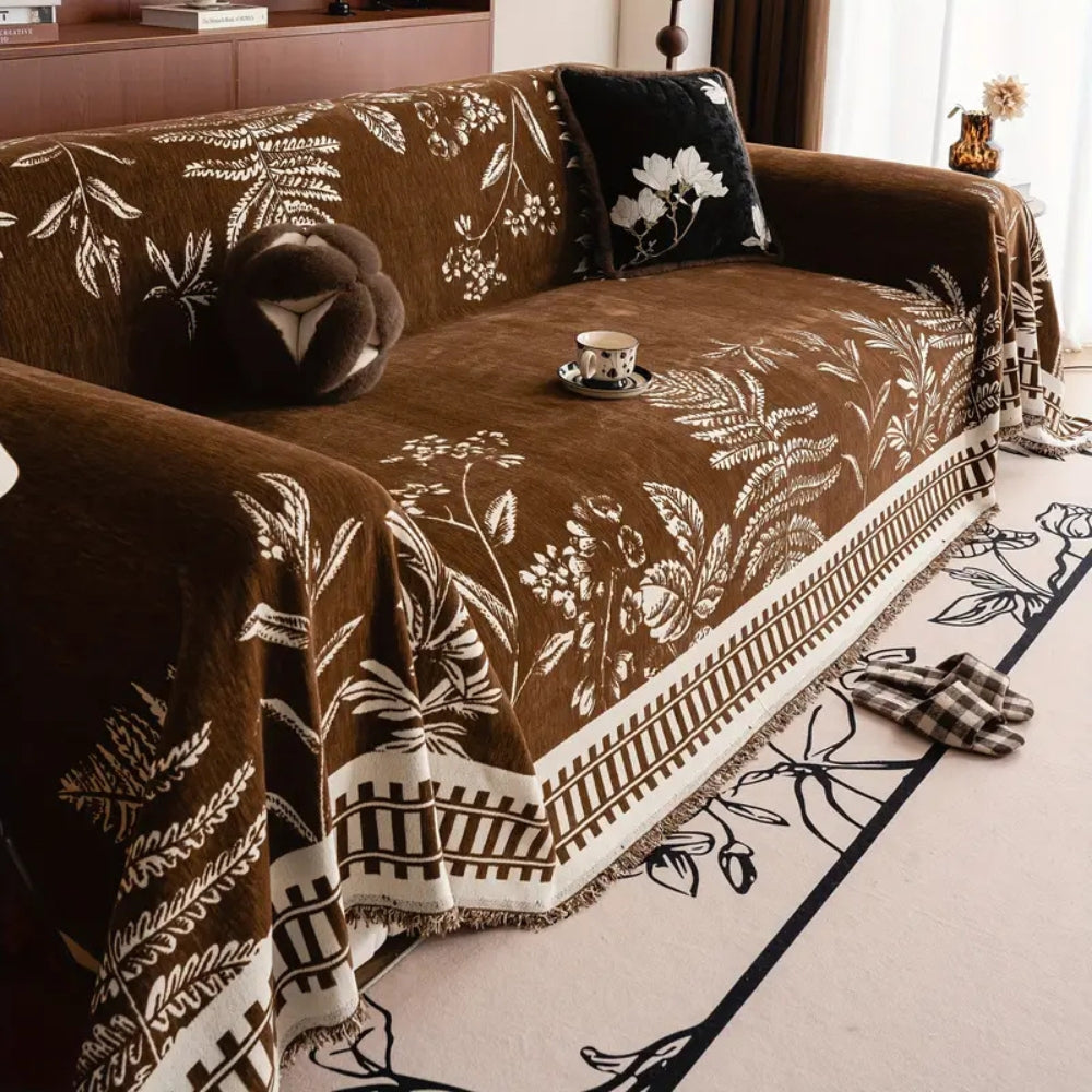 Sofa Cover | Botanical Floral Chenille | Durable Design