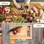 Chopping Board | Bamboo & 4 Pull-Out Trays | 4 Interchangeable Blades