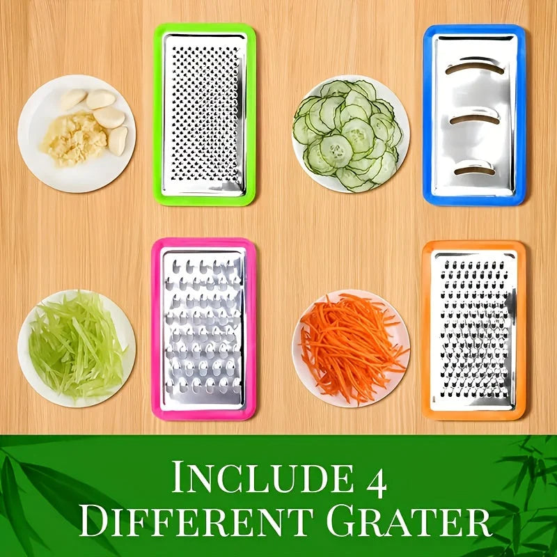 Chopping Board | Bamboo & 4 Pull-Out Trays | 4 Interchangeable Blades