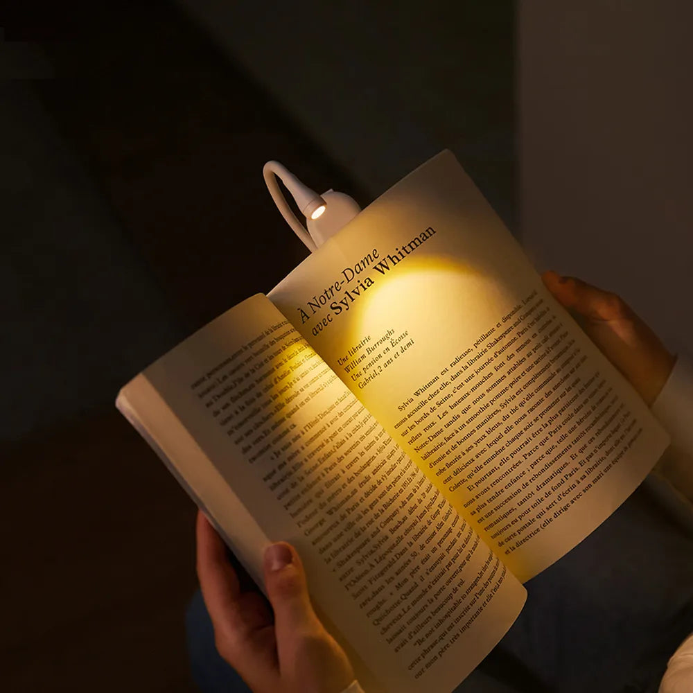 Book Light | Flexible Arm & Spring-Loaded Clip | USB Rechargeable