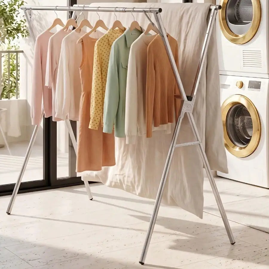 Clothes Drying Rack | Stainless Steel & Adjustable Height & Width | Foldable