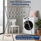 Clothes Drying Rack | Stainless Steel & Adjustable Height & Width | Foldable