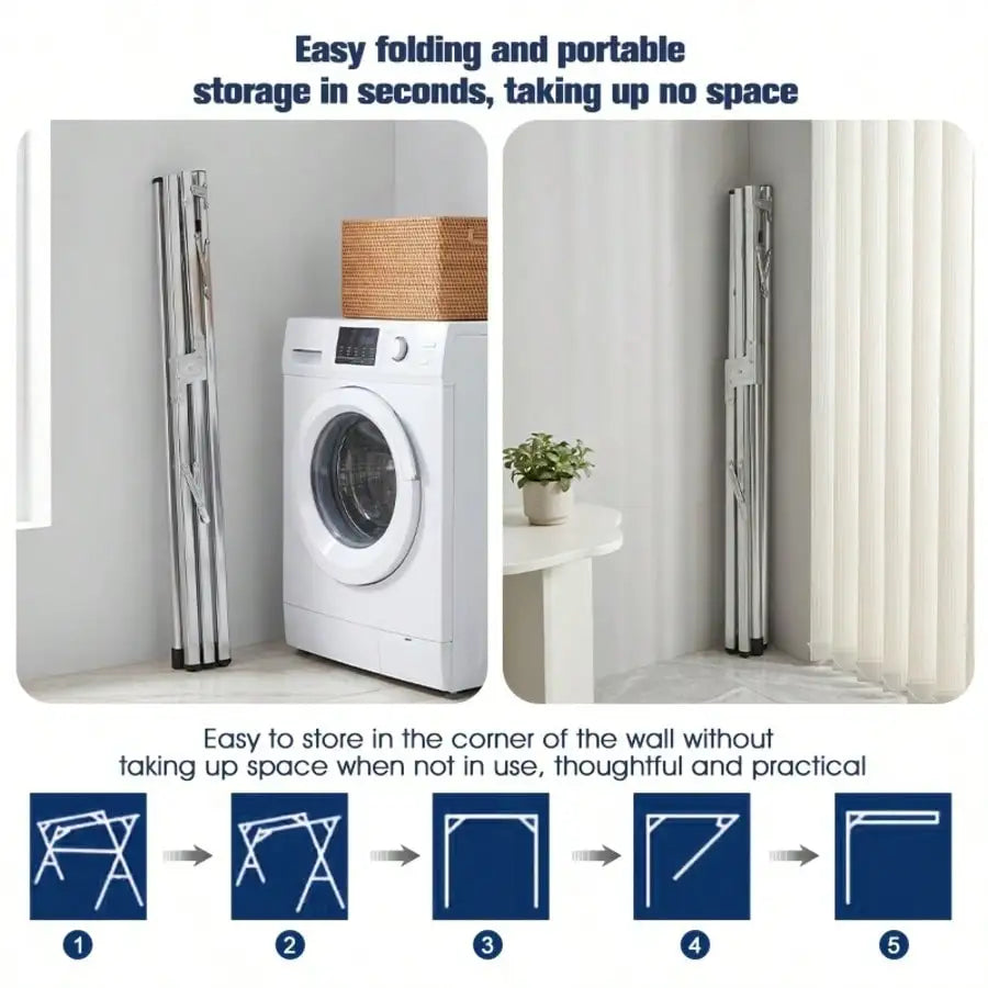 Clothes Drying Rack | Stainless Steel & Adjustable Height & Width | Foldable