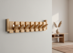 Coat Rack | Piano-Shaped Wood Panel | Metal Hooks