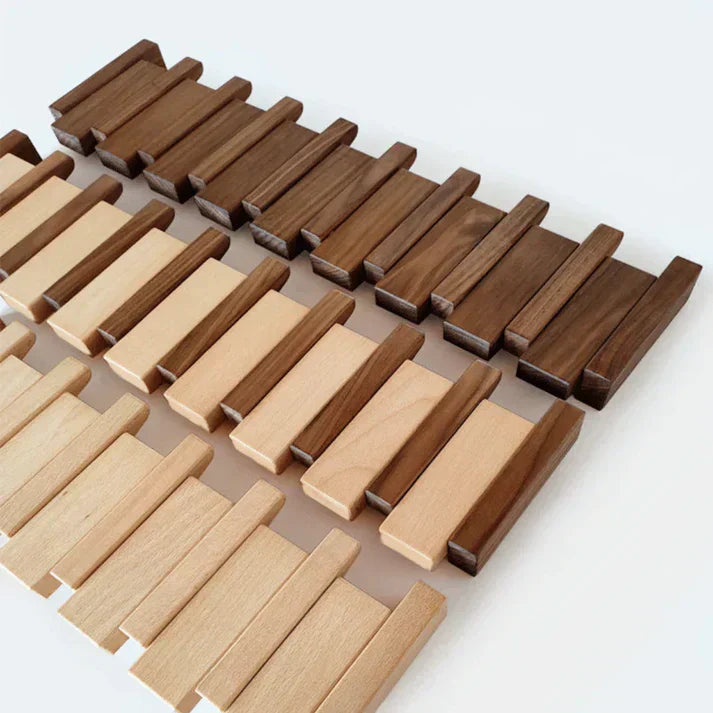 Coat Rack | Piano-Shaped Wood Panel | Metal Hooks