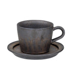 Coffee Cup | Handmade Stoneware & Metallic Drip Glaze | Includes Saucer