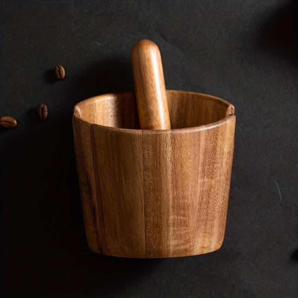 Espresso Knock Box | Solid Wood & Built-In Bar | Space-Saving