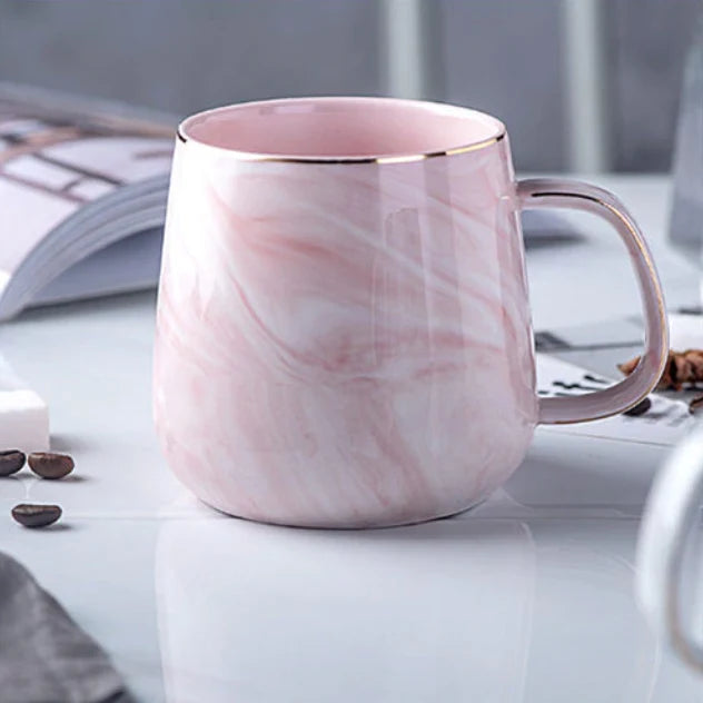 Coffee Mug | Ceramic Marble Pattern & Gold Rim | 400 ml
