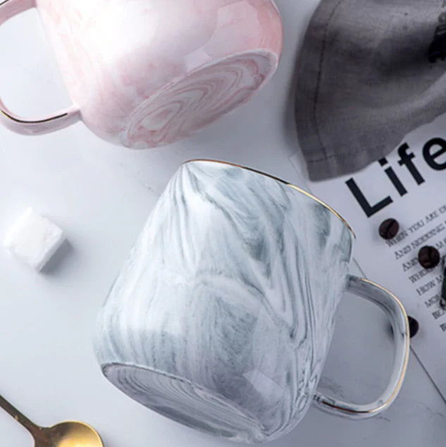 Coffee Mug | Ceramic Marble Pattern & Gold Rim | 400 ml