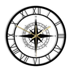Wall Clock | Compass & Wind Rose Dial | Metal Frame