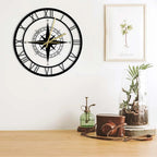 Wall Clock | Compass & Wind Rose Dial | Metal Frame