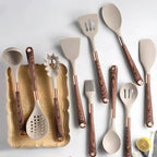 Cooking Utensil Set | Silicone Heads & Contoured Handles | 10-Piece